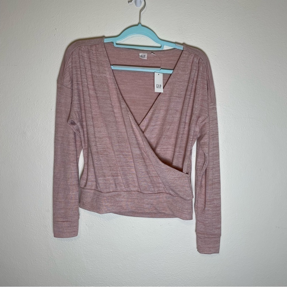 Gap Softspun Wrap Long Sleeve Top in Blush Pink